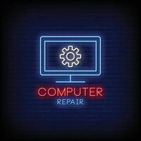 Computer Repair Neon Signs Style Text Vector