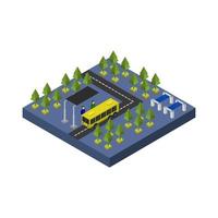 Isometric Bus Stop On White Background vector