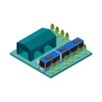 Isometric Train Station On White Background vector