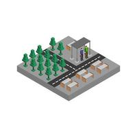 Isometric Bus Stop On White Background vector