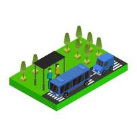 Isometric Bus Stop On White Background vector