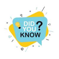 Did you know interesting fact label sticker vector