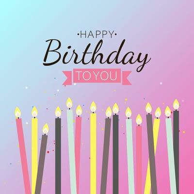 Color Glossy Happy Birthday Banner Background with Candles