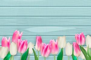 Realistic Vector Illustration Colorful Tulips Background