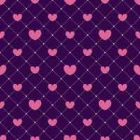 Pink hearts on a dark mesh background seamless pattern. Valentines day design, invitation cards, wrapping paper, textiles, wedding decorations. vector