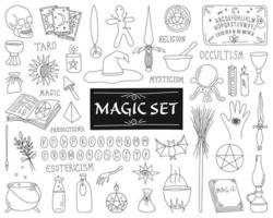 COLLECTION OF ATTRIBUTES FOR MAGIC ON A WHITE BACKGROUND vector