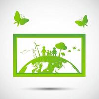 Ecology and Environmental Concept Earth Symbol With Green Leaves Around Cities Help The World With Eco Friendly Ideas vector