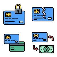 vector relacionado con el pago conjunto de iconos de tarjeta de crédito o débito