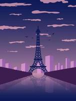 Eiffel tower flat cityscape scenery vector