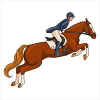 Horse Riding Woman Riding Horse Jumping Cartoon Style vector