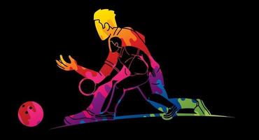 Abstract Bowler Bowling Sport Male Players vector