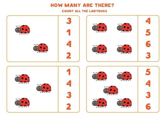 counting game with cute ladybugs math worksheet 2435670 vector art at vecteezy