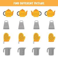 Find kitchen tool which is different from others Worksheet for kids vector