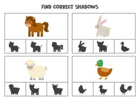 Find correct shadow Printable clip card games for children vector