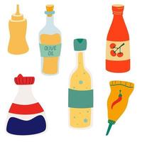 Set of sauces and sauce bottles vector