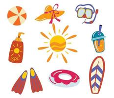 Set of items for the beach vector