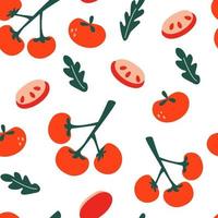 Seamless pattern with tomatoes vector