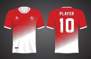 red white sports jersey template for team uniforms and Soccer t shirt design vector