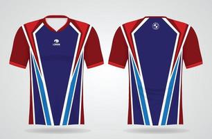 Plantilla de camiseta deportiva roja azul para uniformes de equipo y diseño de camiseta de fútbol vector