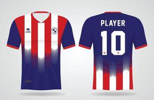 Plantilla de camiseta deportiva roja azul para uniformes de equipo y diseño de camiseta de fútbol vector