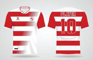 Plantilla de camiseta deportiva blanca roja para uniformes de equipo y diseño de camiseta de fútbol vector