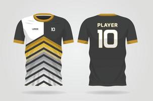 black white gold sports jersey template for team uniforms and Soccer t shirt design vector