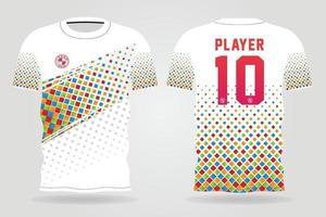 Plantilla de camiseta deportiva colorida para uniformes de equipo y diseño de camiseta de fútbol vector