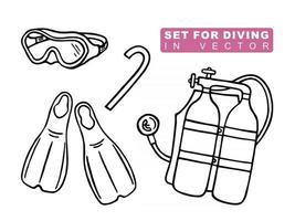 COLLECTION OF ITEMS FOR SCUBA DIVING vector