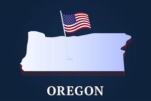 oregon state Isometric map and USA national flag 3D isometric shape of us state Vector Illustration