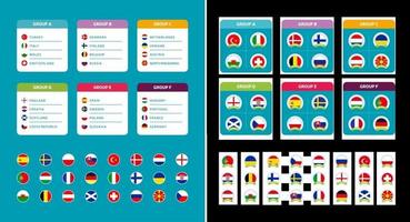 Match schedule, template for web, print, football results table, flags of  European countries participating to the final tournament of european  football championship 2020. vector illustration 2153339 Vector Art at  Vecteezy