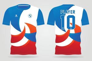Plantilla de camiseta deportiva colorida para uniformes de equipo y diseño de camiseta de fútbol vector