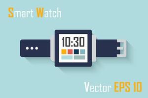 Smart Watch  flat design  and blue background vector