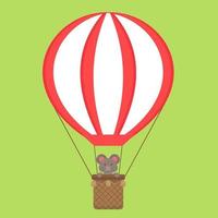 Cute Mouse Riding a Hot Air Balloon vector