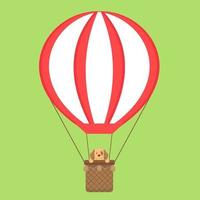 Cute Dog Riding a Hot Air Balloon vector