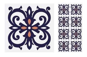 vintage tiles patterns antique seamless design vector