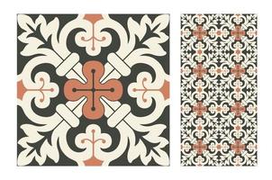 vintage tiles patterns antique seamless design vector