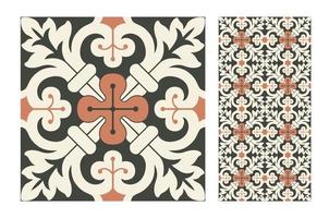 vintage tiles patterns antique seamless design vector