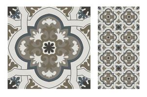 vintage tiles patterns antique seamless design vector