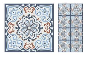 vintage tiles patterns antique seamless design vector