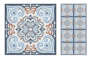 vintage tiles patterns antique seamless design vector