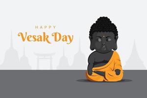 Happy Vesak Day Baby monk meditation pose vector