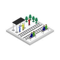 Isometric Tram Stop vector