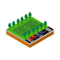 campo de fútbol isométrico en el fondo vector