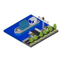 Isometric Harbor On Background vector