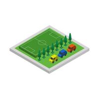 campo de fútbol isométrico en el fondo vector