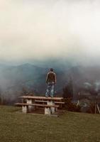 man trekking in the mountain in Bilbao Spain photo