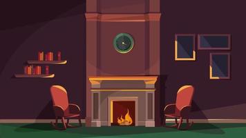 Evening location with fireplace vector