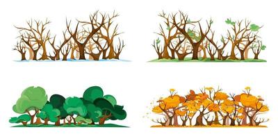 Isolated forest at different times of year vector