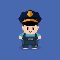 Diseño de personaje de policía chico lindo aislado en azul vector