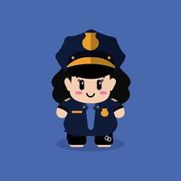 Cute boy cop character design isolated on blue vector